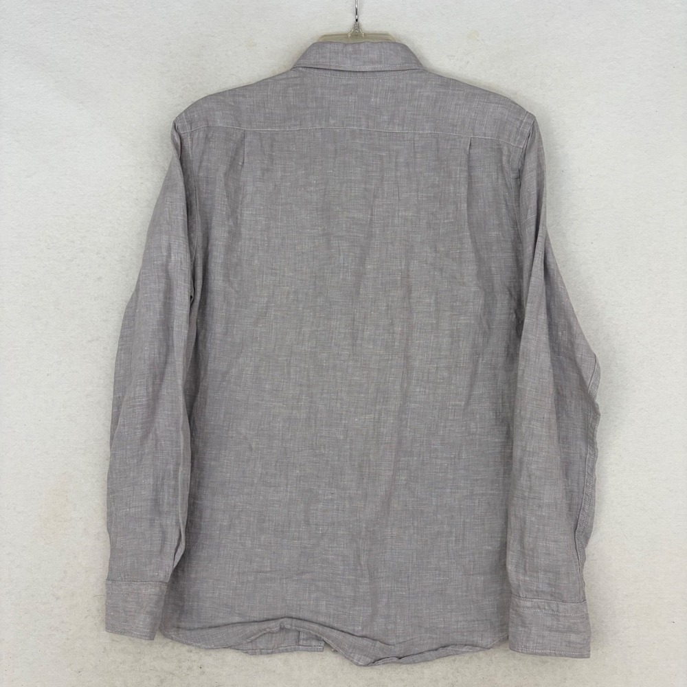 Uniqlo Premium Linen Shirt Mens Small S Gray Long Sleeve Button Up Lightweight - Picture 4 of 9